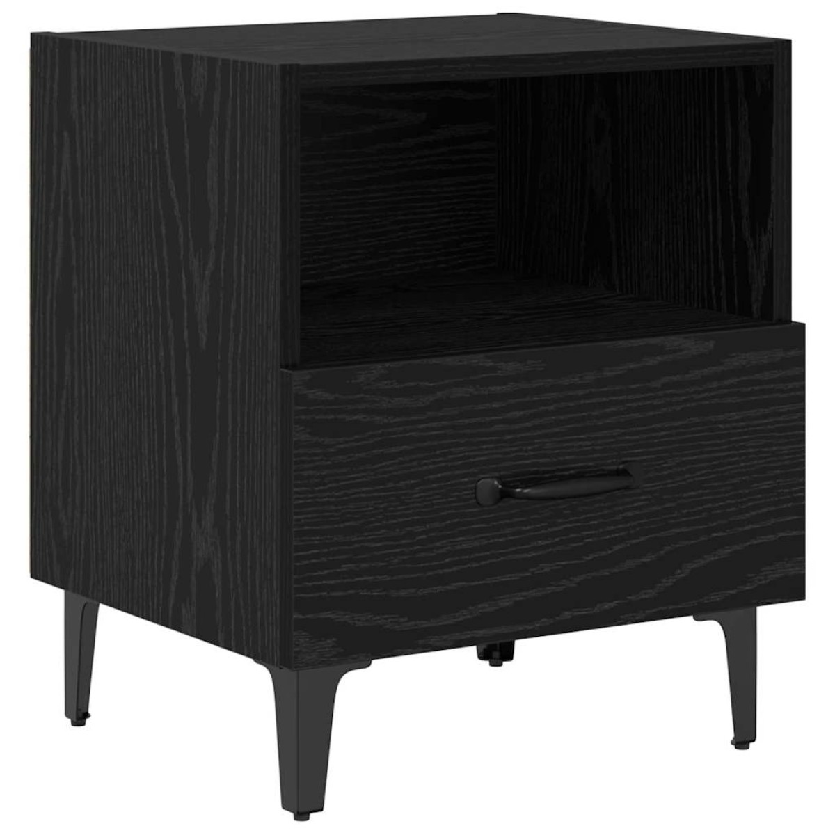 vidaXL Κομοδίνο 2 τμχ. Μαύρη Οξυά 40 x 35 x 47,5 εκ Επεξεργασμένο Ξύλο