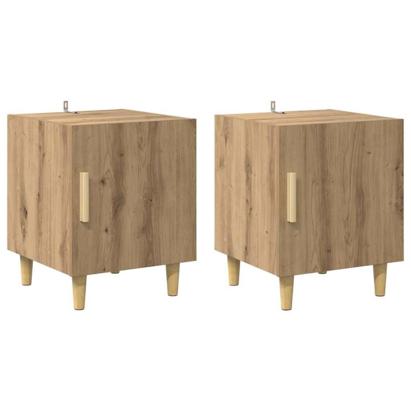 vidaXL Κομοδίνο 2 τμχ. Artisan Oak 40 x 40 x 50 cm Επεξεργασμένο Ξύλο