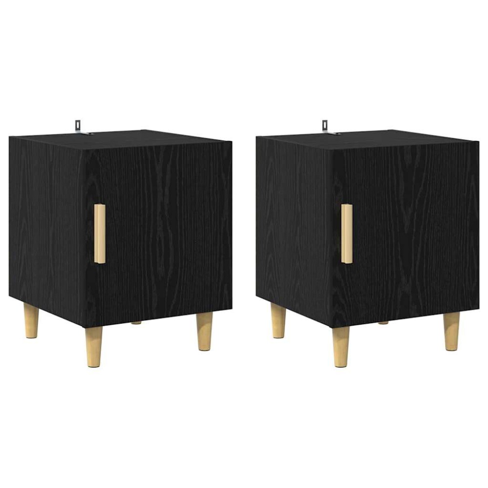 vidaXL Κομοδίνο 2 τεμ. Μαύρη Οξυά 40 x 40 x 50 cm Επεξεργασμένο Ξύλο