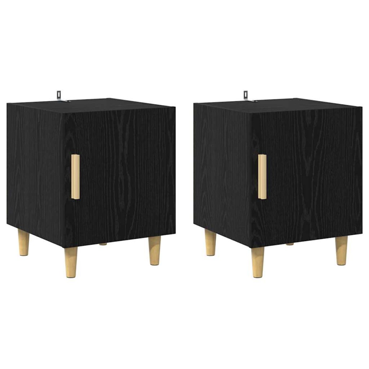 vidaXL Κομοδίνο 2 τεμ. Μαύρη Οξυά 40 x 40 x 50 cm Επεξεργασμένο Ξύλο
