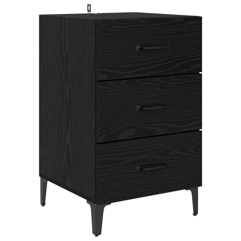 vidaXL Κομοδίνο Μαύρη Οξυά 40 x 40.5 x 66 εκ Επεξεργασμένο Ξύλο