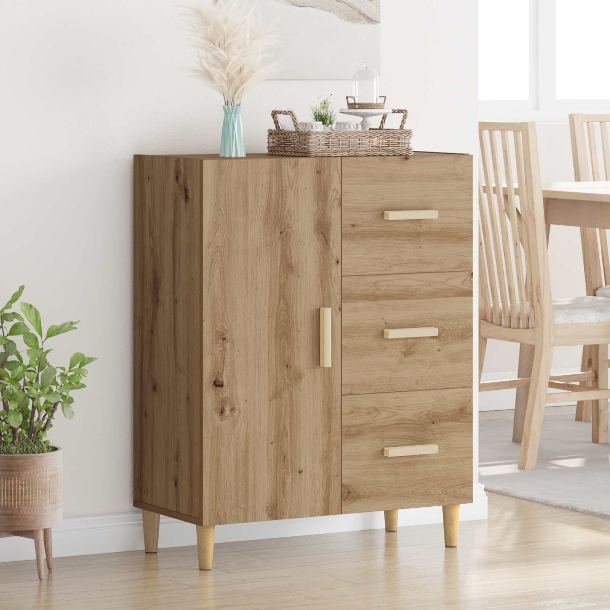 vidaXL Πλαϊνό γραφείο Artisan Oak 34 x 69.5 x 90 εκ Επεξεργασμένο Ξύλο