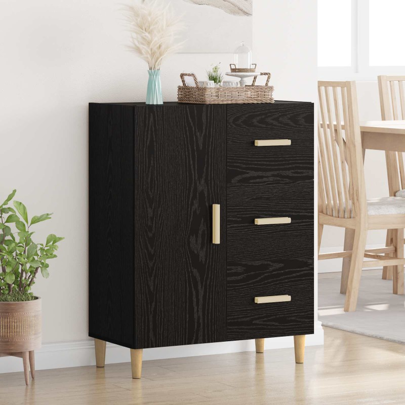 vidaXL Πλαϊνό γραφείο Μαύρη δρυς 34 x 69.5 x 90 εκ Επεξεργασμένο Ξύλο