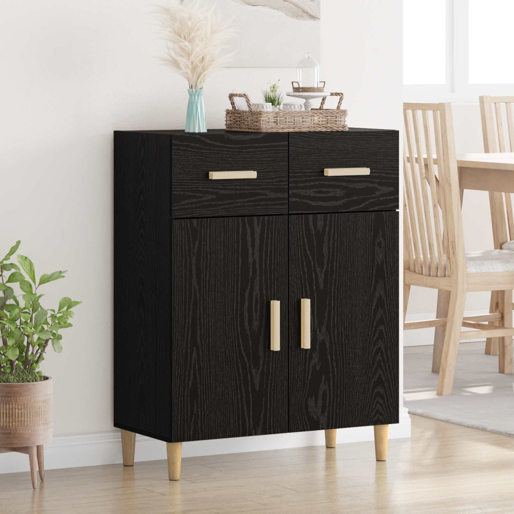 vidaXL Πλαϊνό γραφείο Μαύρη δρυς 34 x 69.5 x 89 εκ Επεξεργασμένο Ξύλο