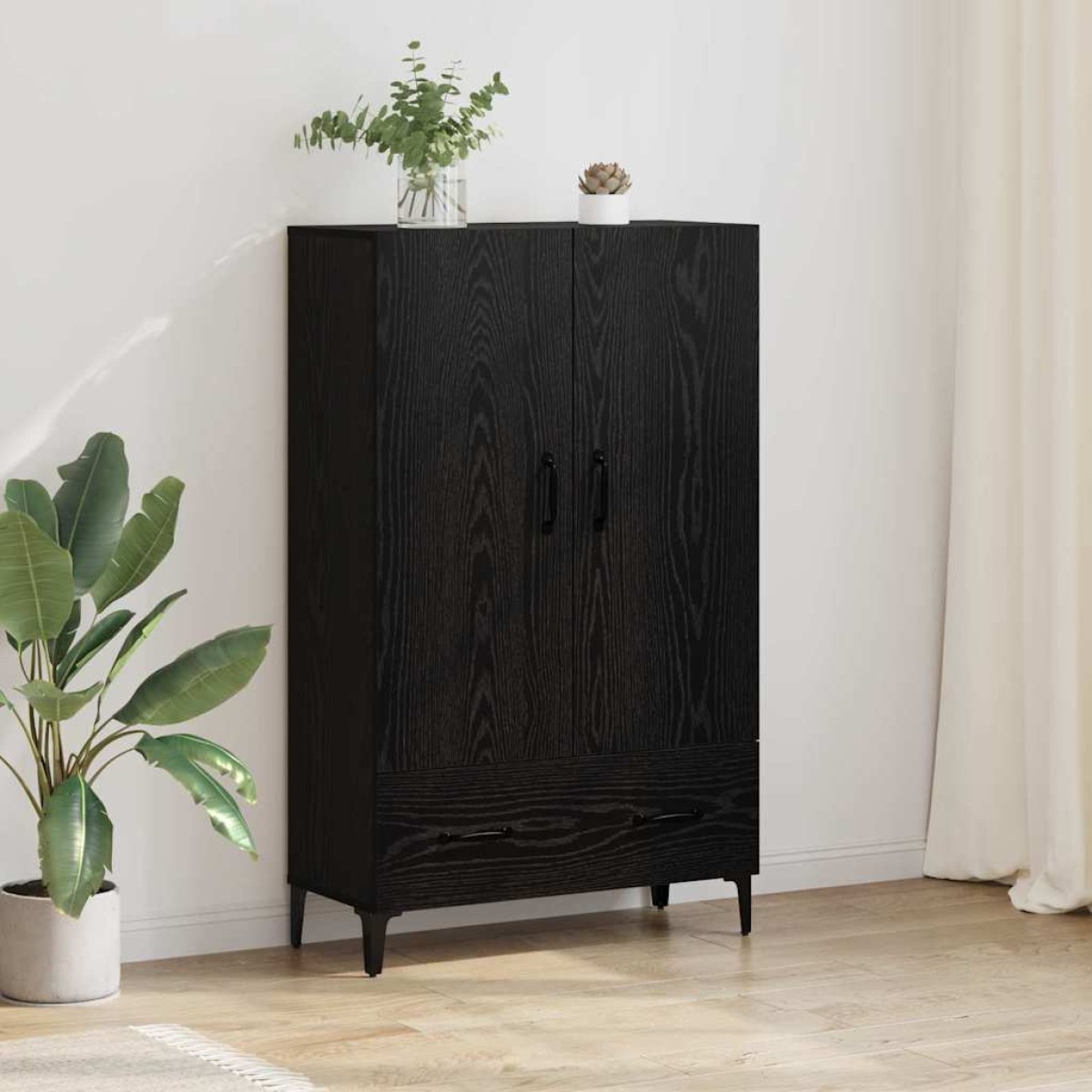 vidaXL Highboard με συρτάρι Μαύρη Οξυά 70 x 31 x 115 εκ