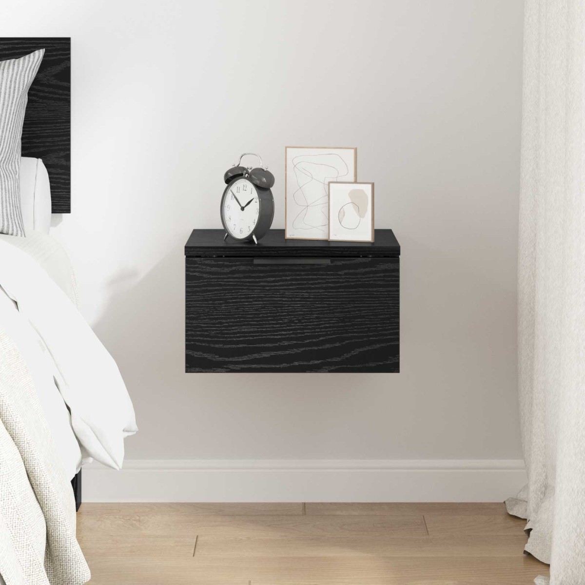 vidaXL Κομοδίνο Μαύρη Οξυά 34 x 30 x 20 εκ Επεξεργασμένο Ξύλο