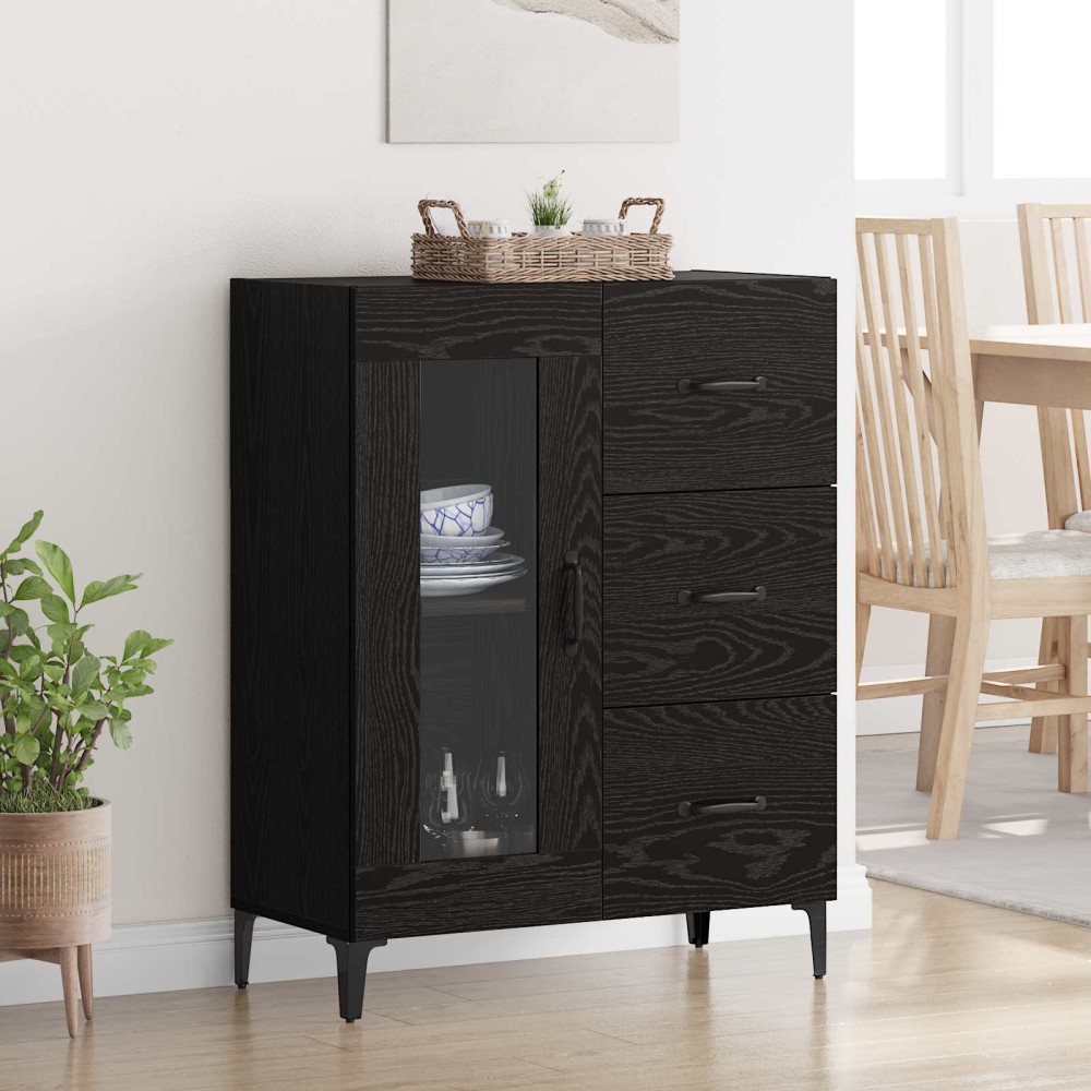 vidaXL Πλαϊνό γραφείο με συρτάρι Μαύρη Οξυά 69,5 x 34 x 90 εκ.