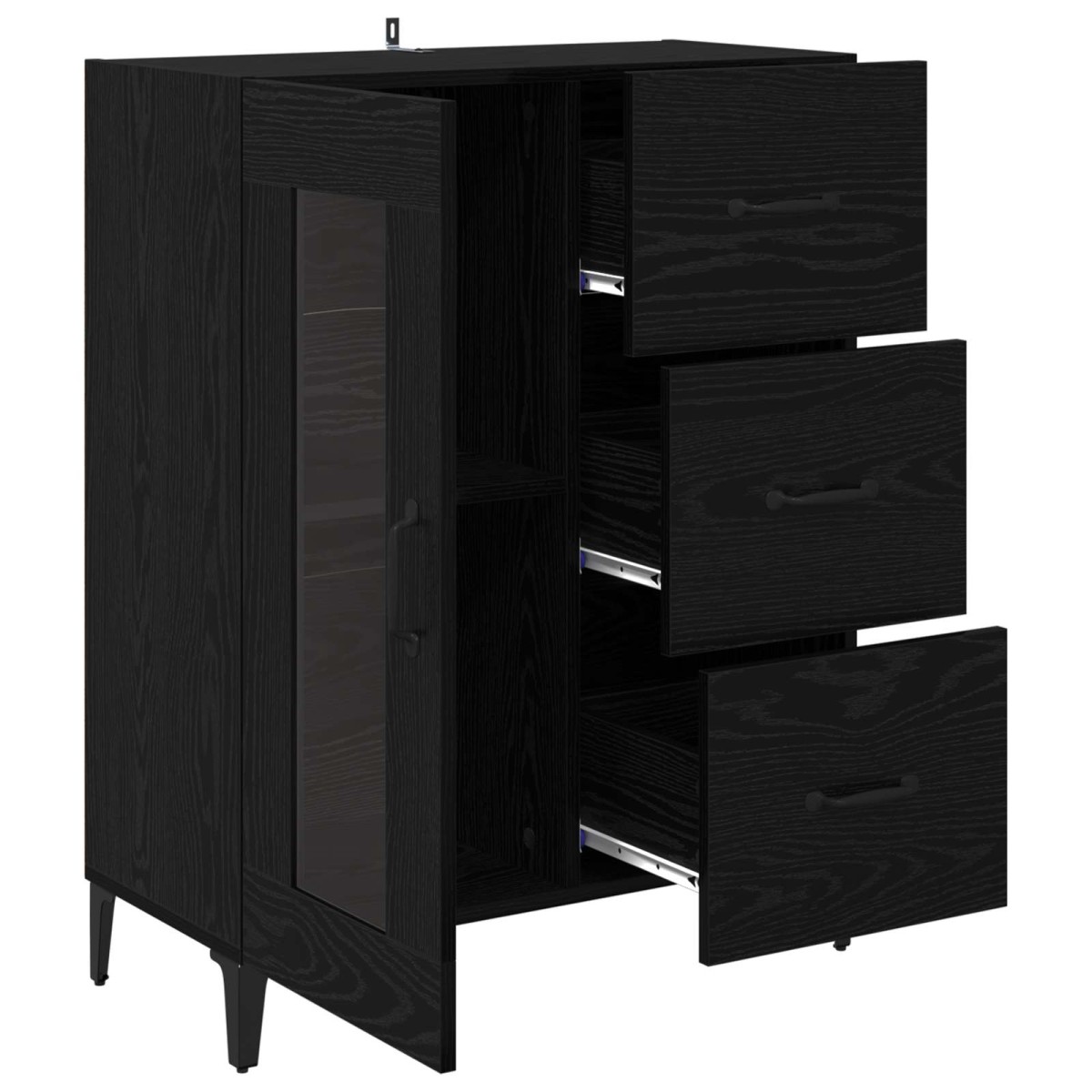 vidaXL Πλαϊνό γραφείο με συρτάρι Μαύρη Οξυά 69,5 x 34 x 90 εκ.