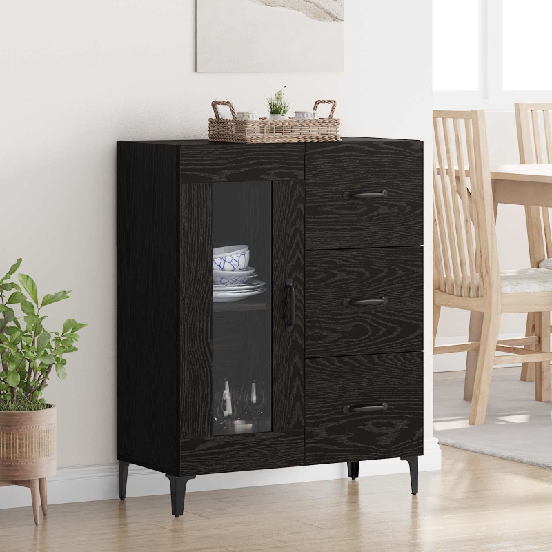 vidaXL Πλαϊνό γραφείο με συρτάρι Μαύρη Οξυά 69,5 x 34 x 90 εκ.