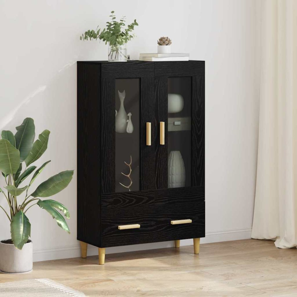 vidaXL Highboard Μαύρη Οξυά 70 x 31 x 115 εκ Επεξεργασμένο Ξύλο
