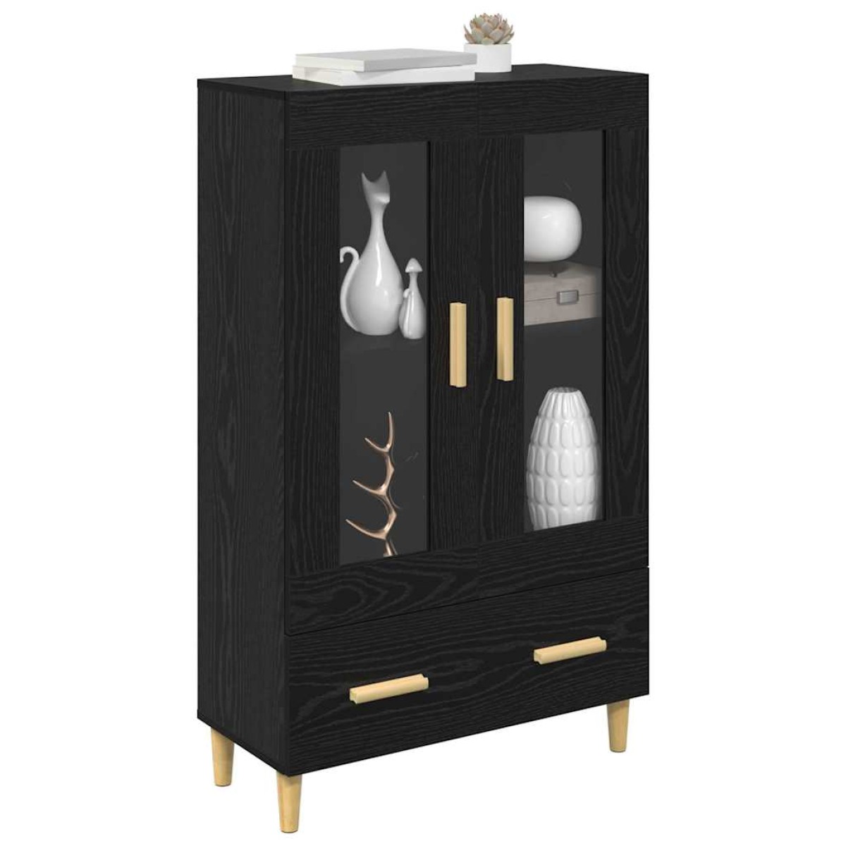 vidaXL Highboard Μαύρη Οξυά 70 x 31 x 115 εκ Επεξεργασμένο Ξύλο