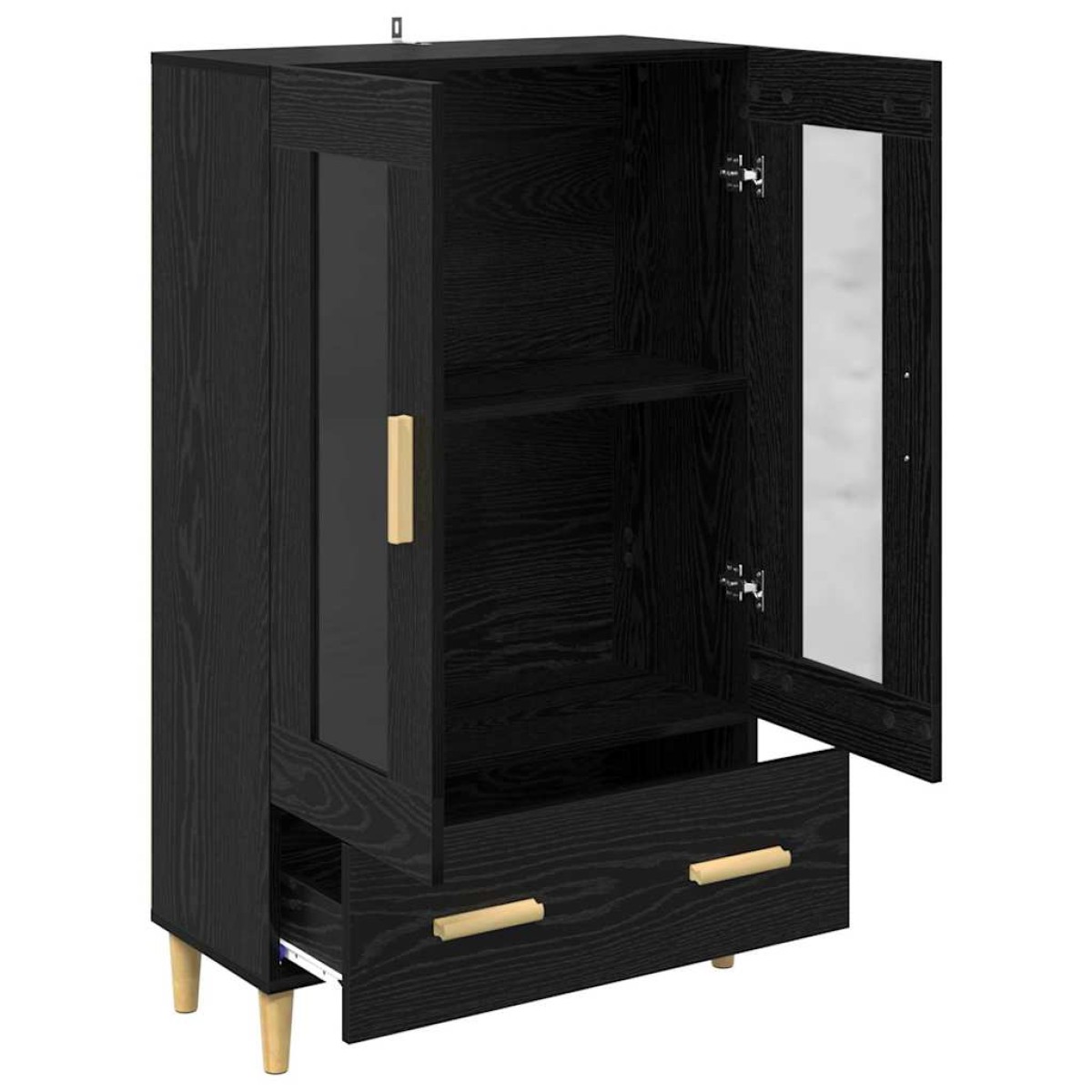 vidaXL Highboard Μαύρη Οξυά 70 x 31 x 115 εκ Επεξεργασμένο Ξύλο