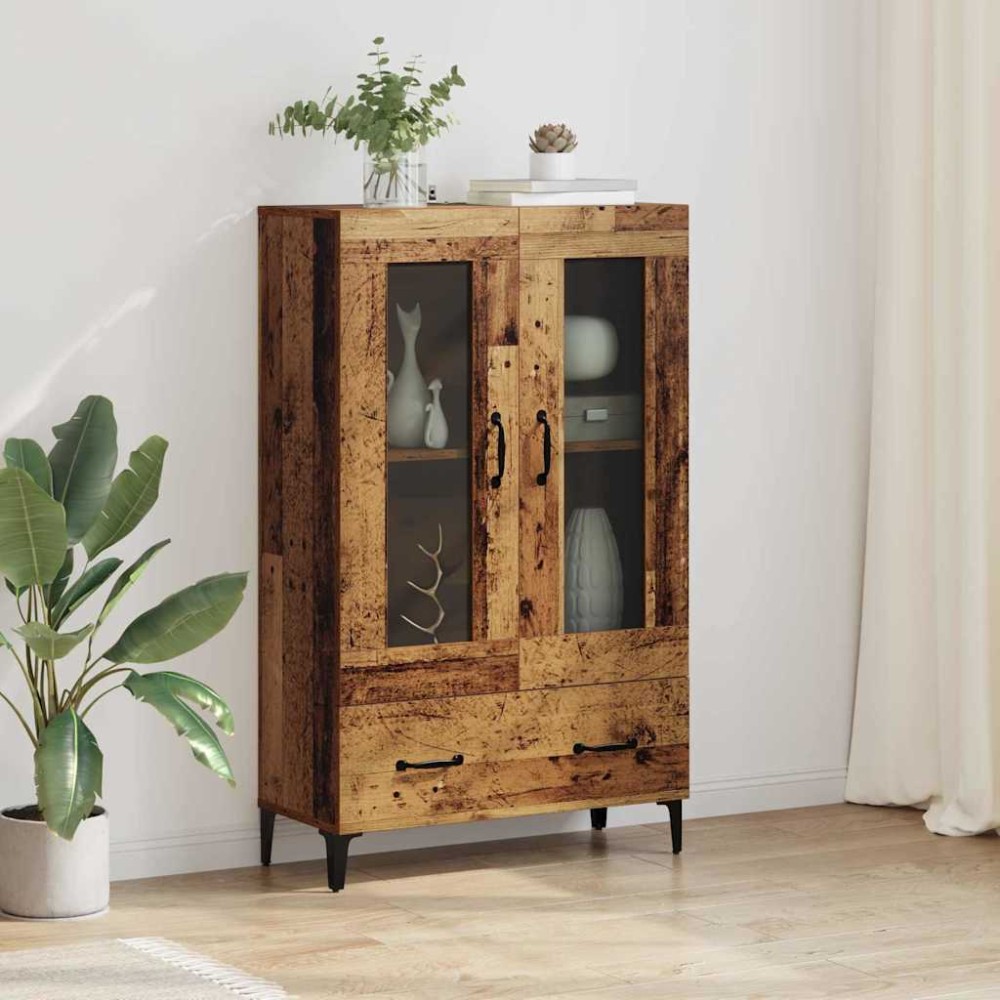 vidaXL Highboard με συρτάρι Παλιό Ξύλο 70 x 31 x 115 εκ