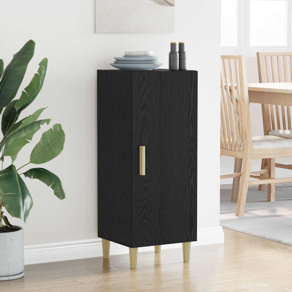 vidaXL Πλαϊνό γραφείο Μαύρη Οξυά 34,5 x 34 x 90 εκ. Επεξεργασμένο Ξύλο