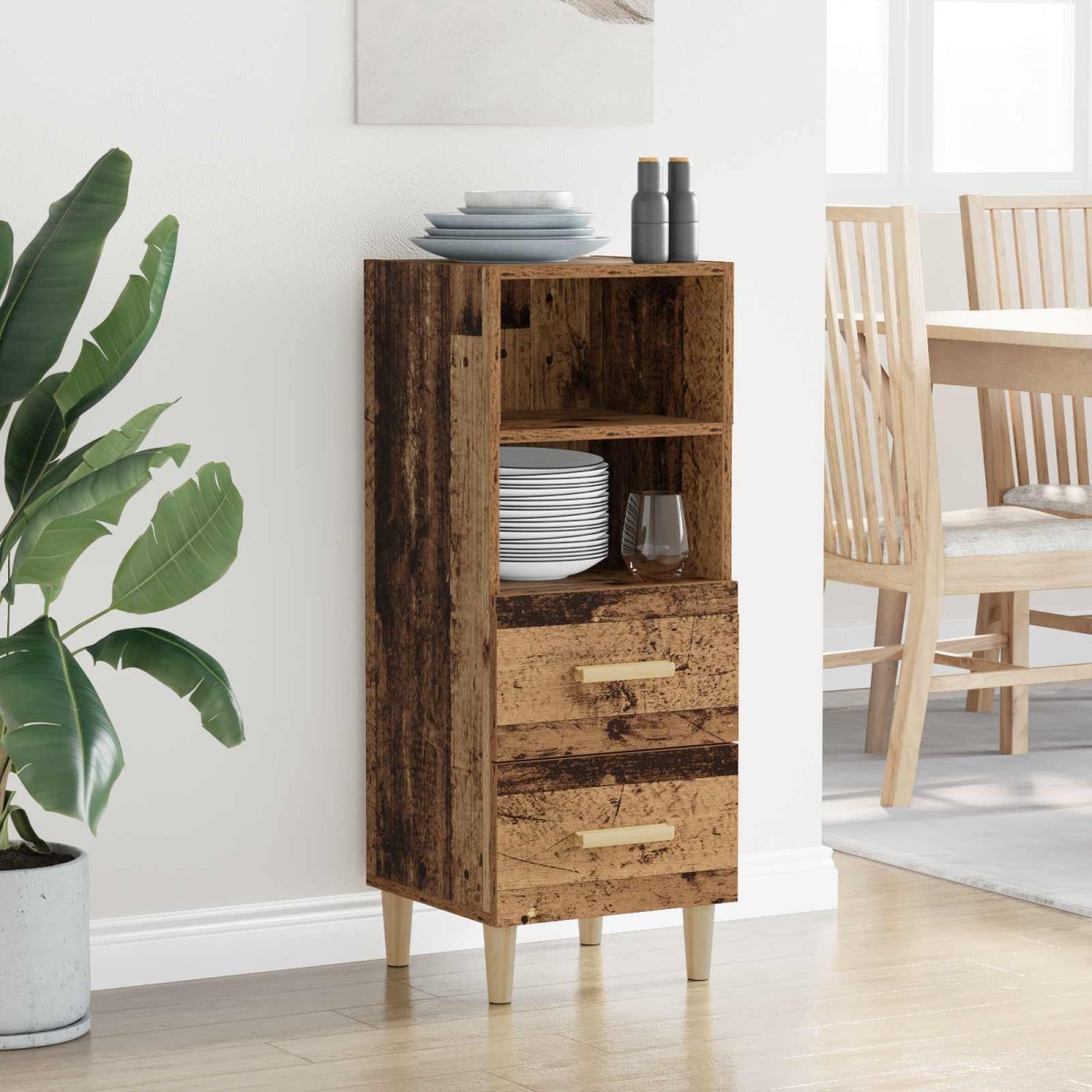 vidaXL Πλαϊνό γραφείο Παλαιό ξύλο 34 x 34.5 x 90 εκ Επεξεργασμένο Ξύλο