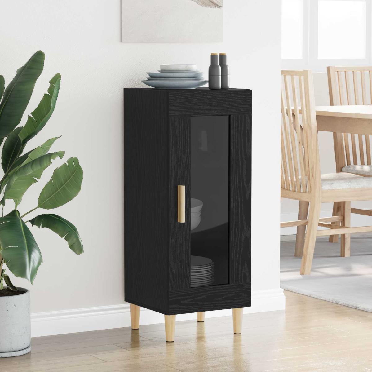 vidaXL Πλαϊνό γραφείο Μαύρη Οξυά 34.5 x 32.5 x 90 εκ.