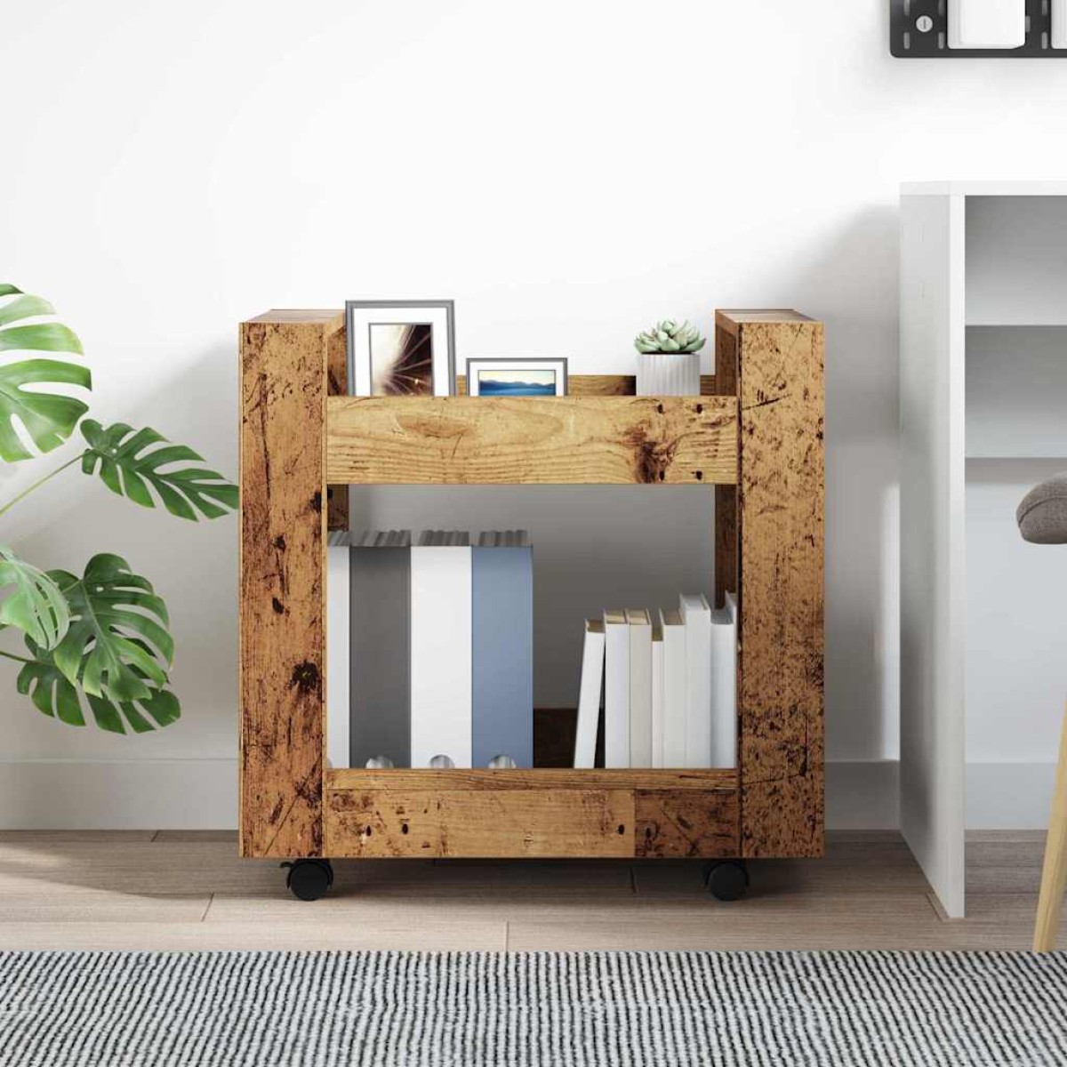 vidaXL Τροχήλατο Γραφείο Παλιό Ξύλο 60 x 45 x 60 εκ Επεξεργασμένο Ξύλο