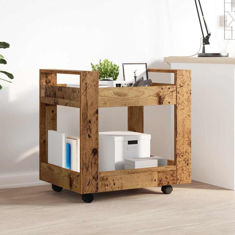vidaXL Τροχήλατο Γραφείο Παλιό Ξύλο 60 x 45 x 60 εκ Επεξεργασμένο Ξύλο