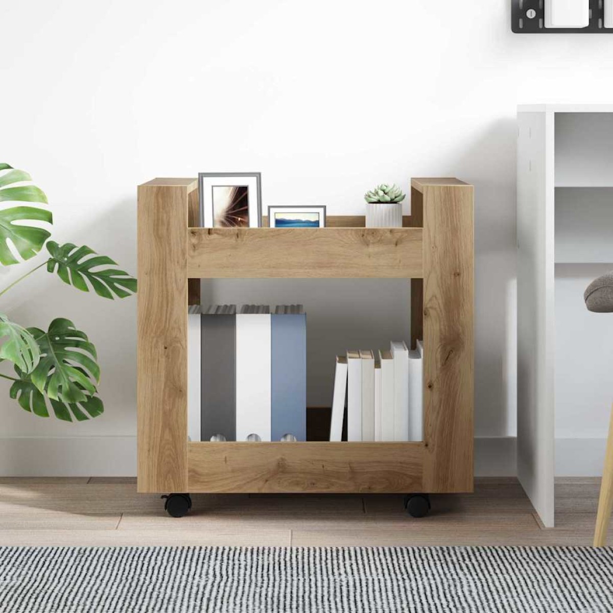 vidaXL Τροχήλατο Γραφείο Artisan Oak 60 x 45 x 60 εκ