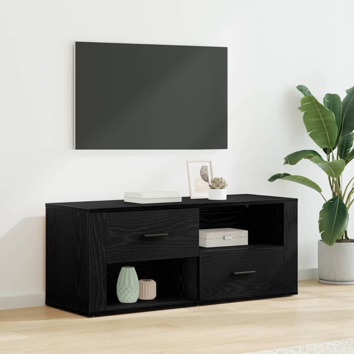 vidaXL Ντουλάπι TV 100 x 35 x 40 εκ Μαύρη Οξυά Επεξεργασμένο Ξύλο