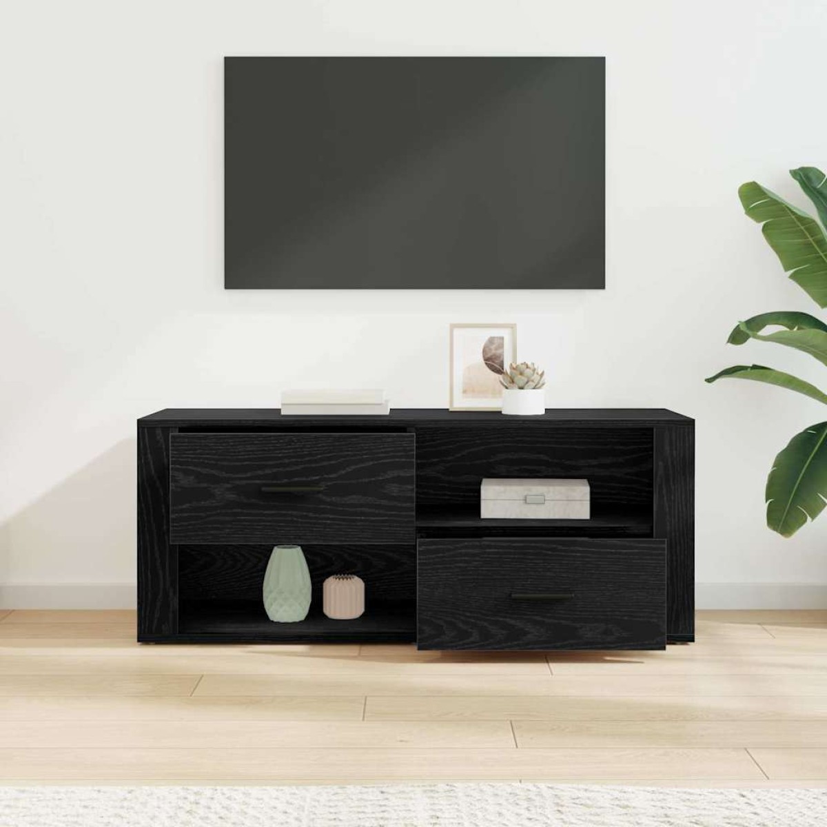 vidaXL Ντουλάπι TV 100 x 35 x 40 εκ Μαύρη Οξυά Επεξεργασμένο Ξύλο