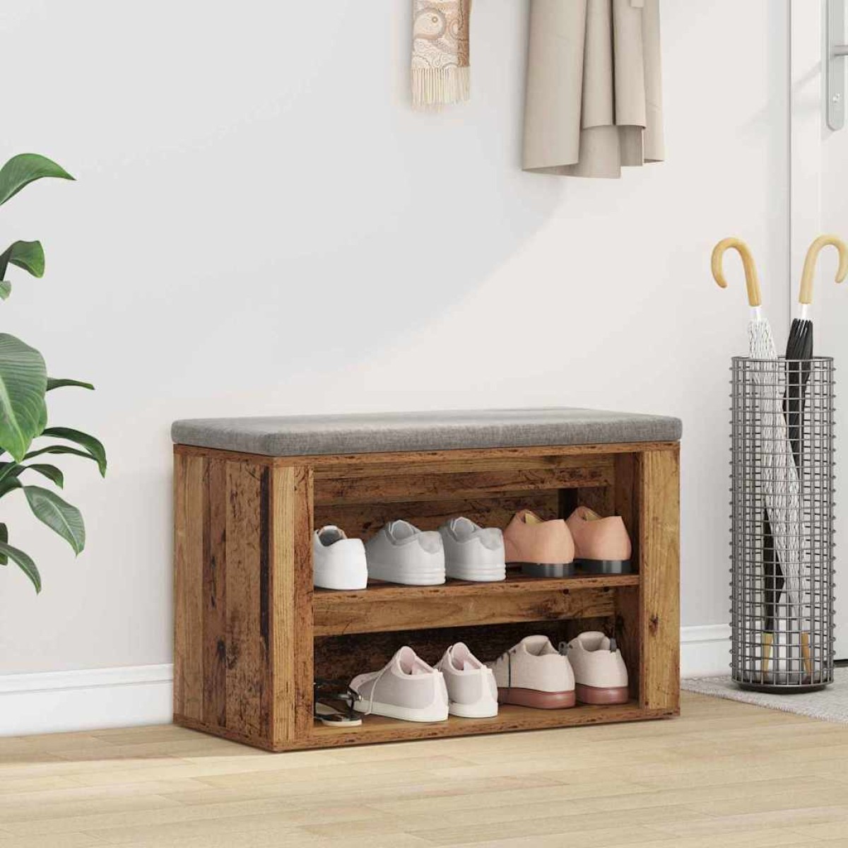 vidaXL Ράφι Παπουτσιών 75 x 35 x 45 εκ. Επεξεργασμένο Ξύλο Παλαιό ξύλο