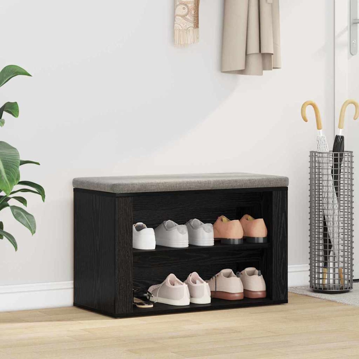 vidaXL Ράφι Παπουτσιών 75 x 35 x 45 εκ. Επεξεργασμένο Ξύλο Μαύρη δρυς