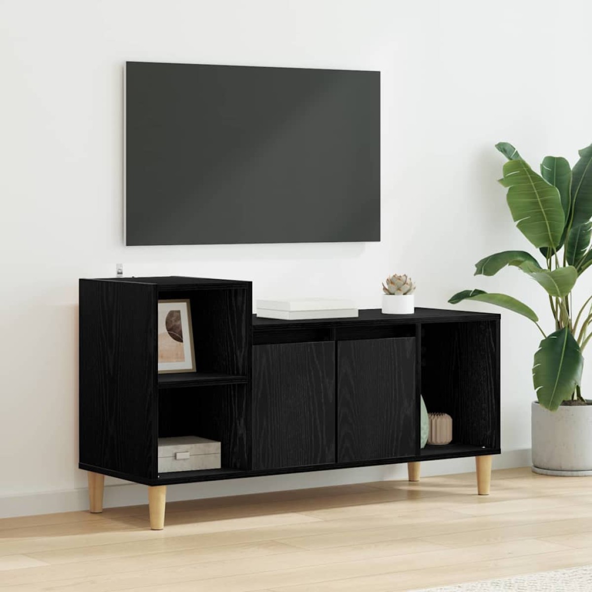 vidaXL Ντουλάπι TV 100 x 35 x 55 εκ Μαύρη Οξυά Επεξεργασμένο Ξύλο