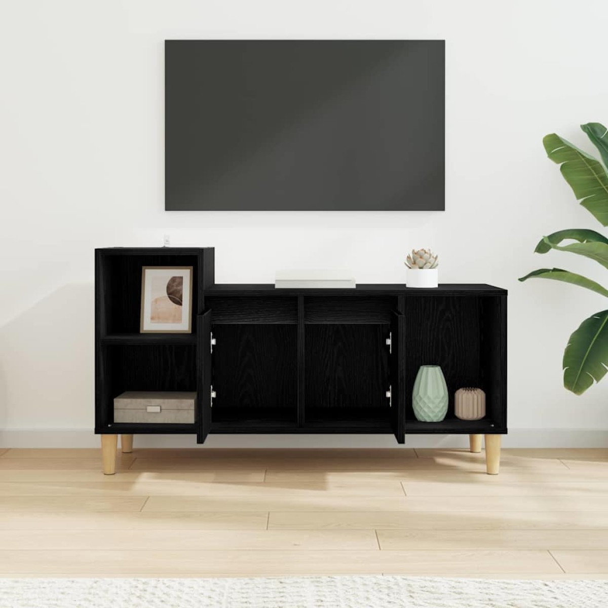 vidaXL Ντουλάπι TV 100 x 35 x 55 εκ Μαύρη Οξυά Επεξεργασμένο Ξύλο