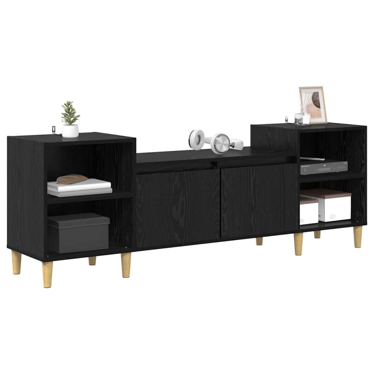 vidaXL Ντουλάπι TV 160 x 35 x 55 εκ. Μαύρη Οξυά Επεξεργασμένο Ξύλο
