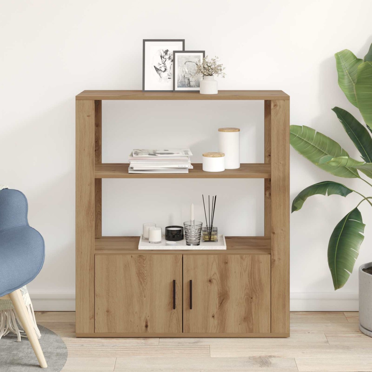 vidaXL Πλαϊνό γραφείο artisan δρυς 30 x 80 x 90 εκ Επεξεργασμένο Ξύλο
