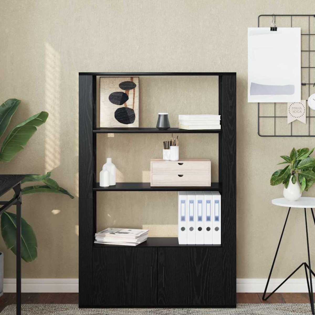 vidaXL Πλαϊνό γραφείο Μαύρη δρυς 30 x 80 x 119.5 εκ Επεξεργασμένο Ξύλο
