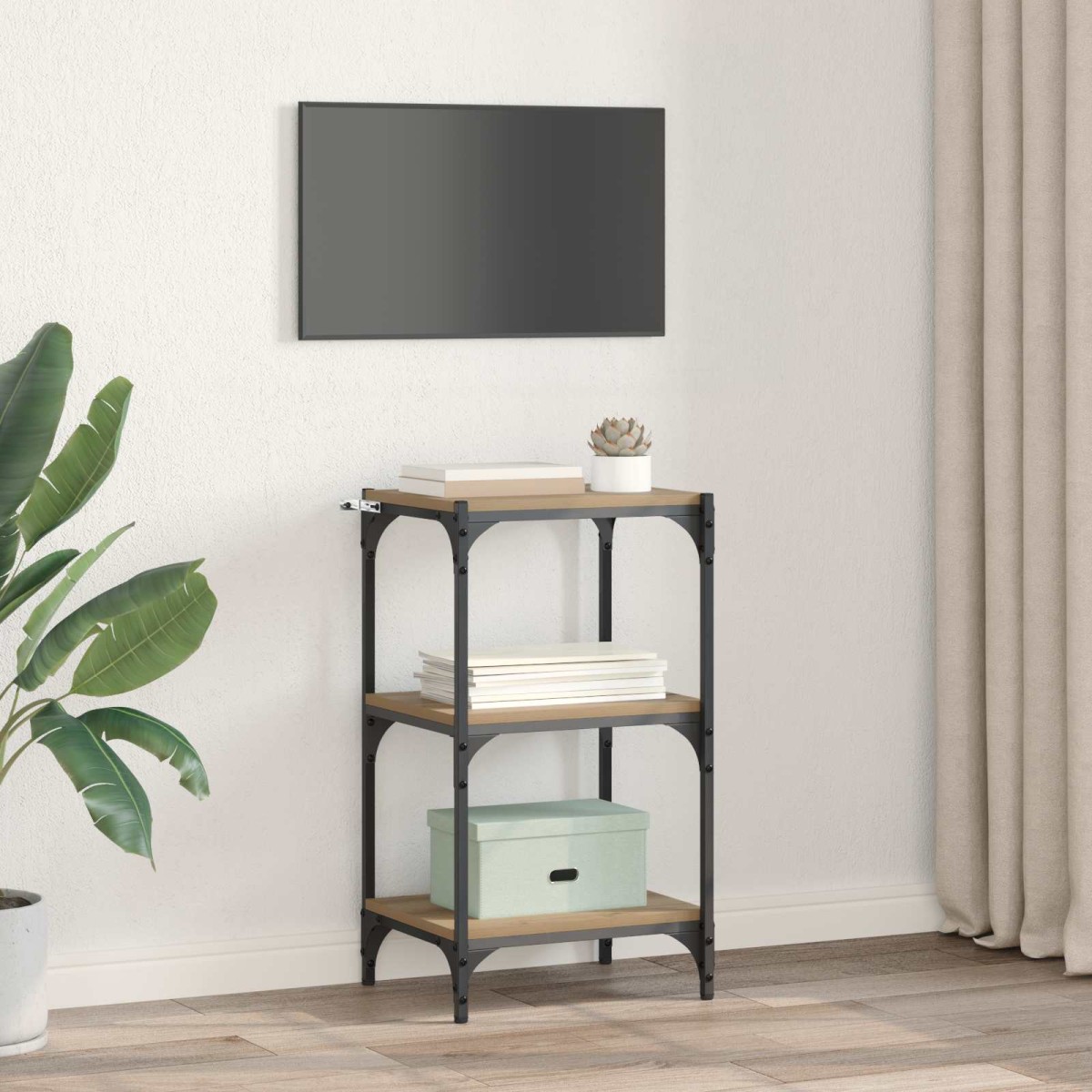 vidaXL Βιβλιοθήκη 3 επιπέδων 40 x 33 x 70,5 εκ. artisan δρυς