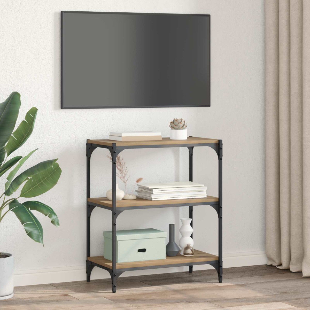 vidaXL Βιβλιοθήκη 3 επιπέδων 60 x 33 x 70,5 εκ. artisan δρυς