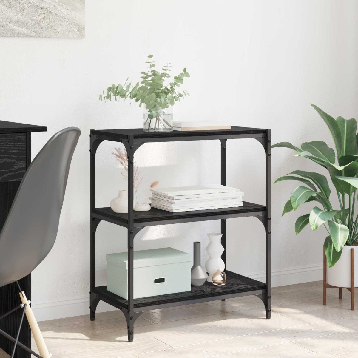 vidaXL Βιβλιοθήκη Μαύρη δρυς 60 x 33 x 70,5 εκ.