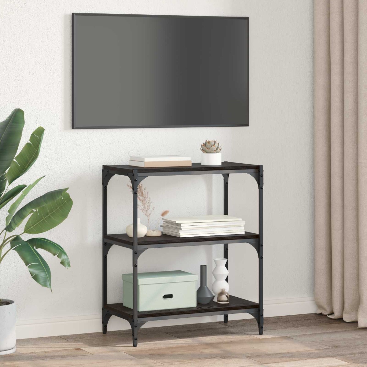 vidaXL Βιβλιοθήκη Μαύρη δρυς 60 x 33 x 70,5 εκ.