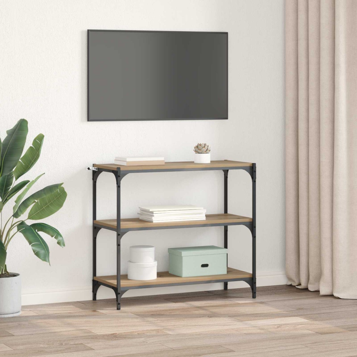 vidaXL Βιβλιοθήκη 3 επιπέδων 80 x 33 x 70,5 εκ. Artisan Oak