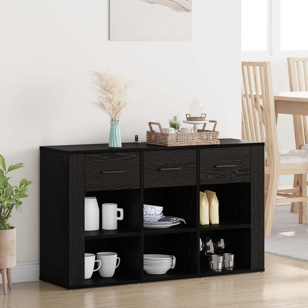 vidaXL Πλαϊνό γραφείο Μαύρη Οξυά 100 x 30 x 59,5 εκ Επεξεργασμένο Ξύλο