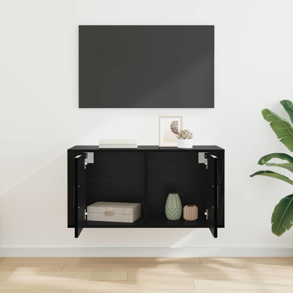 vidaXL Κρεμαστό Ντουλάπι Τηλεόρασης 80 x 34.5 x 40 εκ Μαύρη δρυς