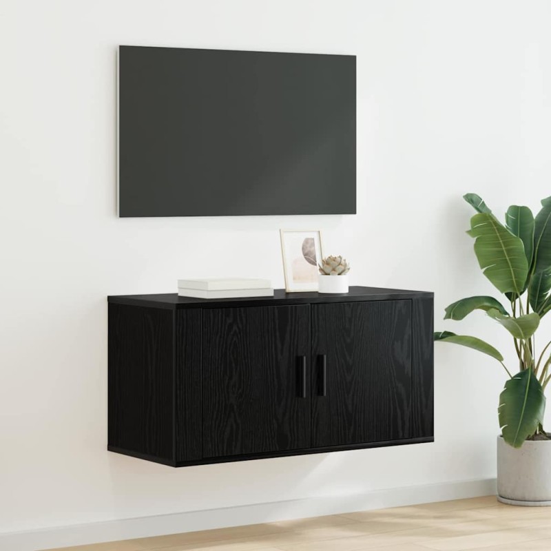 vidaXL Κρεμαστό Ντουλάπι Τηλεόρασης 80 x 34.5 x 40 εκ Μαύρη δρυς
