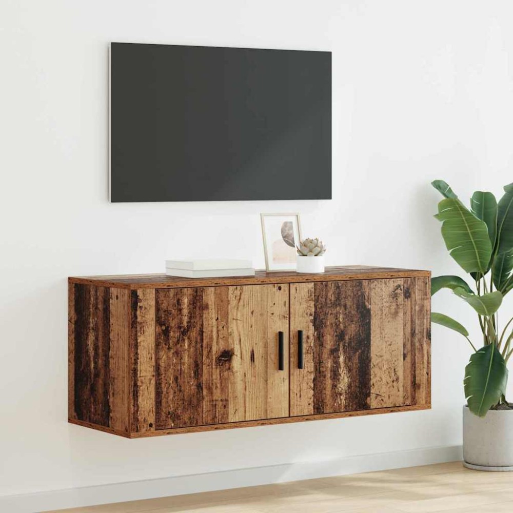 vidaXL Κρεμαστό Ντουλάπι Τηλεόρασης 100 x 34,5 x 40 εκ Παλιό Ξύλο