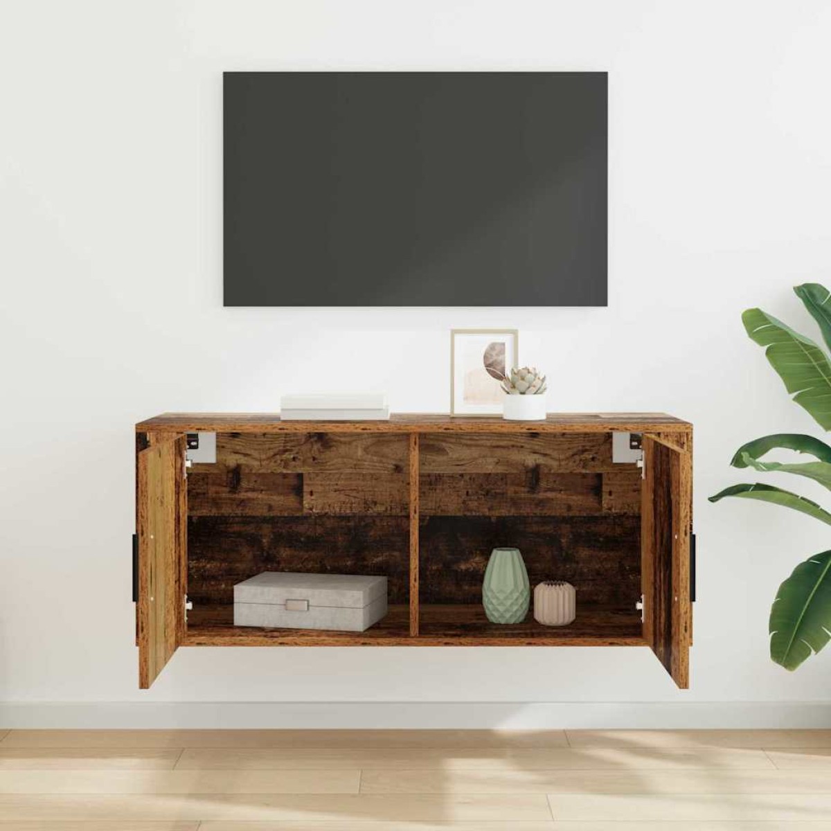 vidaXL Κρεμαστό Ντουλάπι Τηλεόρασης 100 x 34,5 x 40 εκ Παλιό Ξύλο