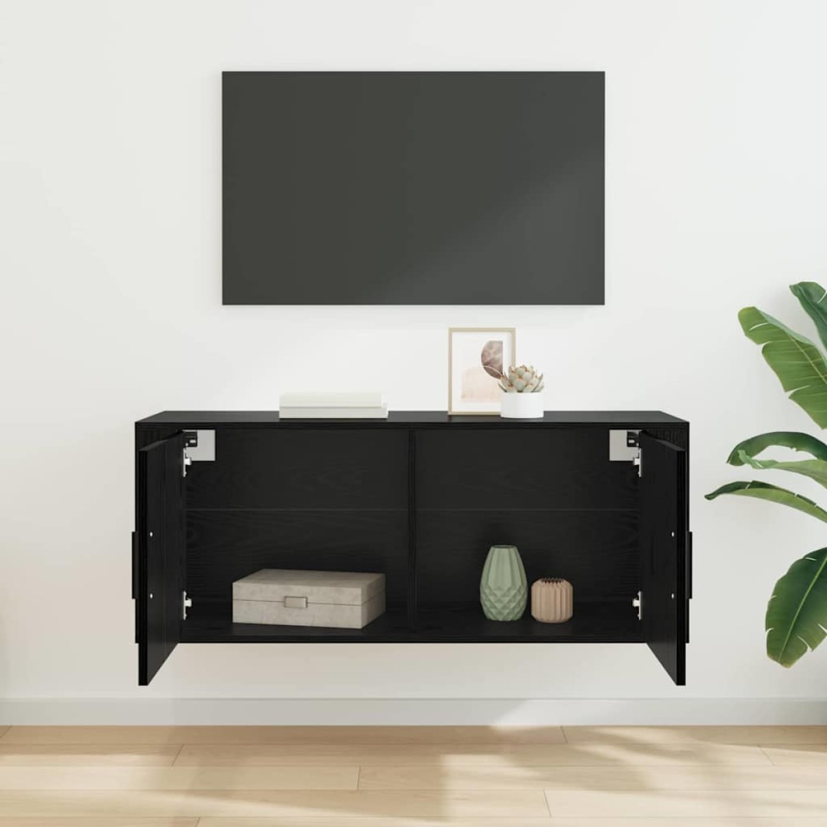 vidaXL Κρεμαστό Ντουλάπι Τηλεόρασης 100 x 34,5 x 40 εκ Μαύρη Οξυά