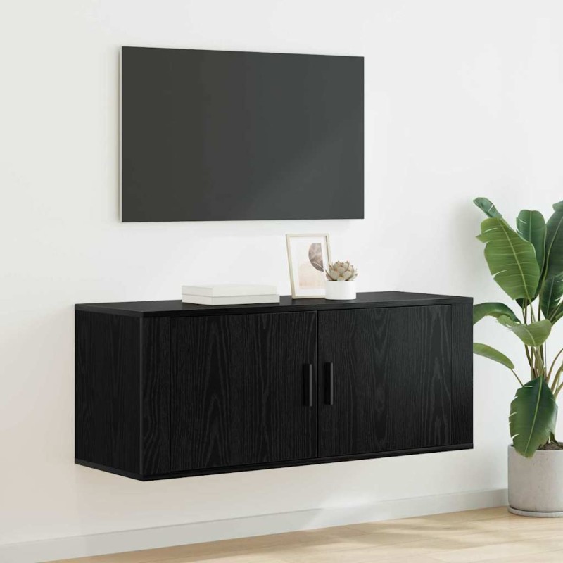 vidaXL Κρεμαστό Ντουλάπι Τηλεόρασης 100 x 34,5 x 40 εκ Μαύρη Οξυά