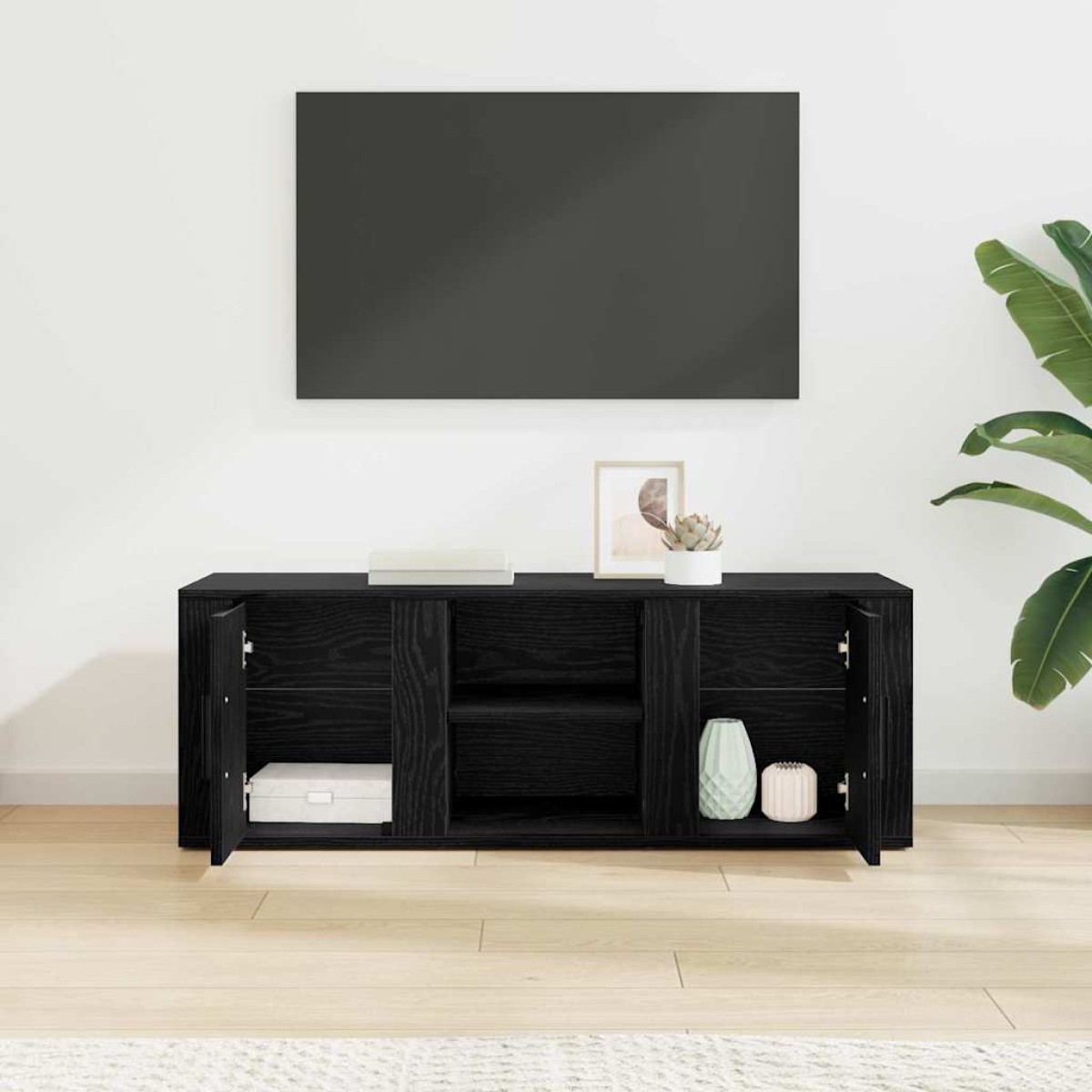 vidaXL Ντουλάπι TV 100 x 31,5 x 35 εκ Μαύρη Οξυά Επεξεργασμένο Ξύλο