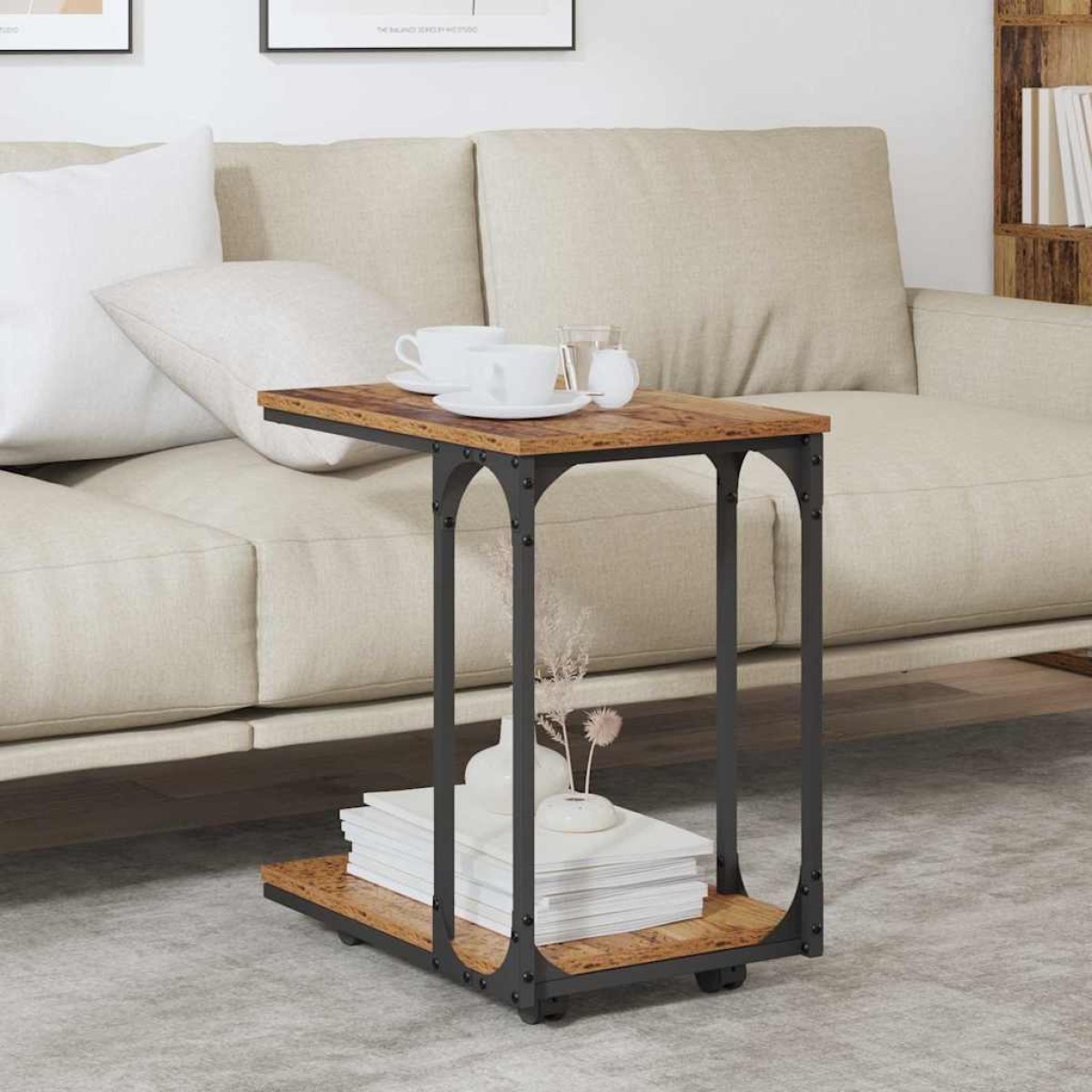 vidaXL Τραπεζάκι Πλευράς Παλιό ξύλο 50 x 35 x 55.5 εκ.