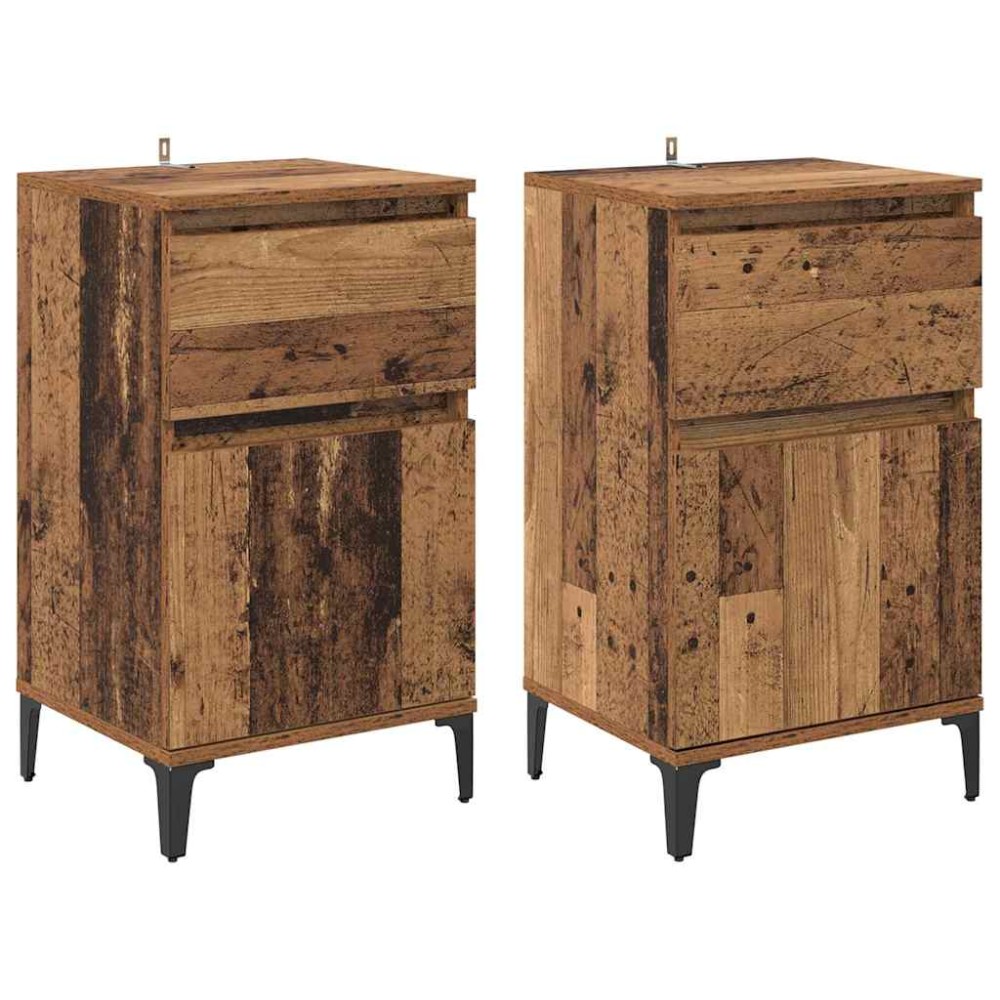 vidaXL Κομοδίνο 2 τμχ. Παλιό ξύλο 40 x 35 x 70 εκ. Επεξεργασμένο Ξύλο