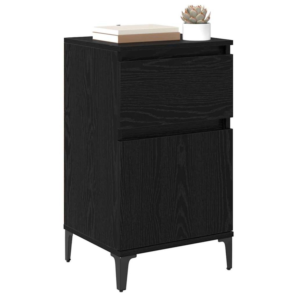 vidaXL Κομοδίνο Μαύρη Οξυά 40 x 35 x 70 εκ. Επεξεργασμένο Ξύλο