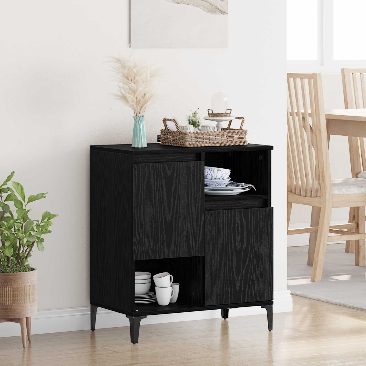 vidaXL Πλαϊνό γραφείο Μαύρη Οξυά 60 x 35 x 70 cm Επεξεργασμένο Ξύλο