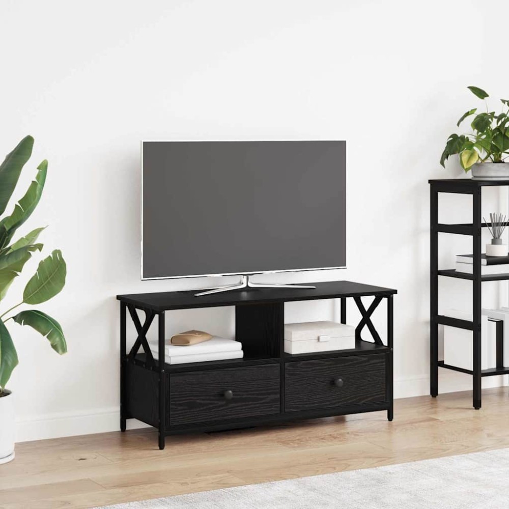vidaXL Ντουλάπι TV με συρτάρι Μαύρη Οξυά 90 x 33 x 45 εκ